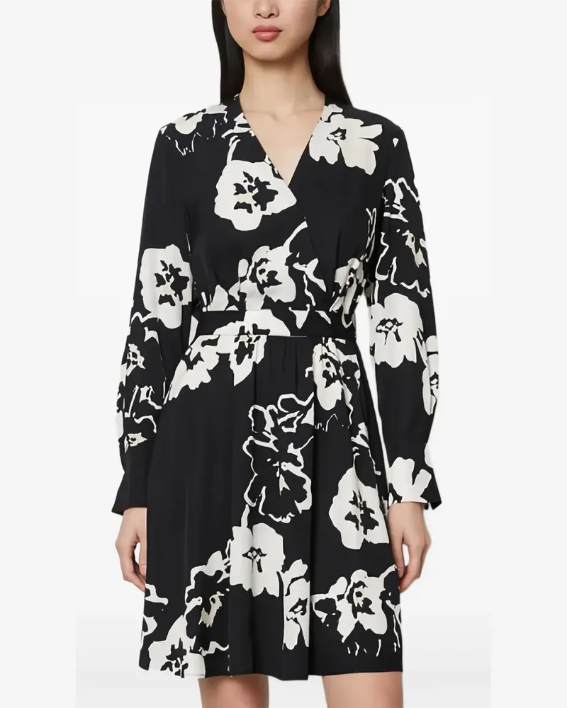 Marc O'Polo Wickelminikleid mit Blumenprint - Schwarz Schwarz