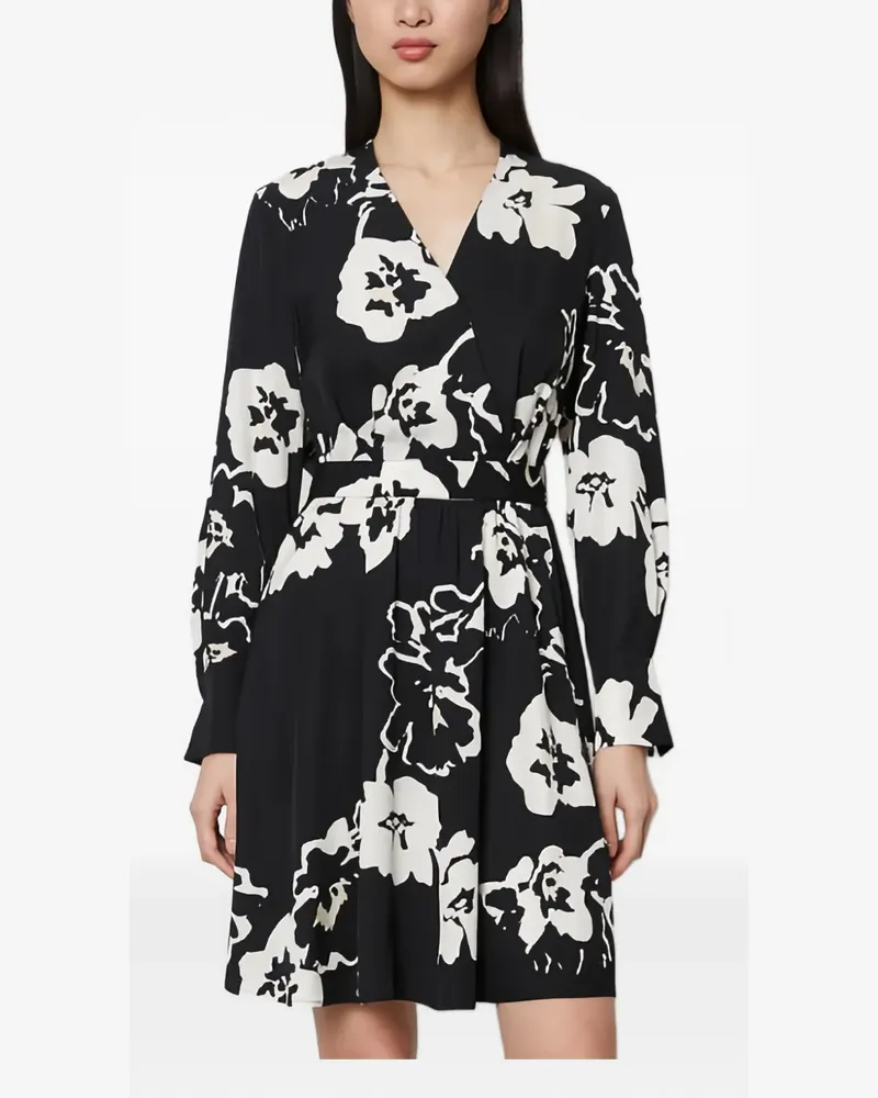 Marc O'Polo Wickelminikleid mit Blumenprint - Schwarz Schwarz