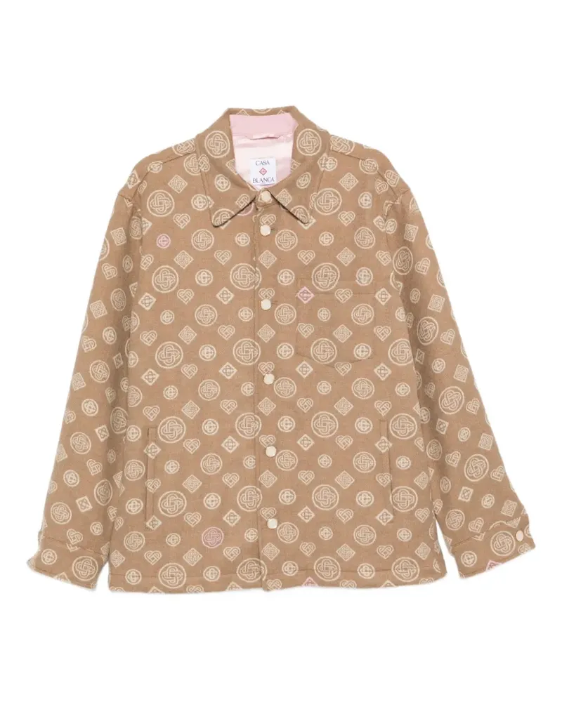 Casablanca Paris Hemdjacke mit Monogrammmuster und Knopfverschluss - Nude Nude