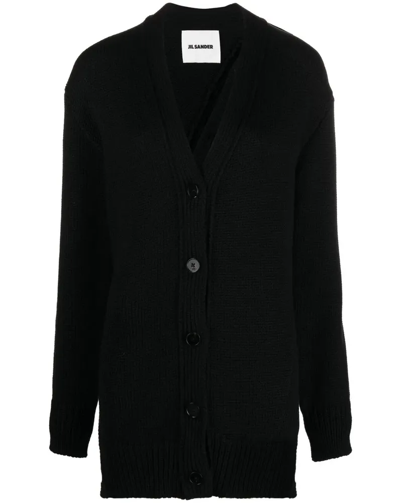 Jil Sander Asymmetrischer Cardigan - Schwarz Schwarz