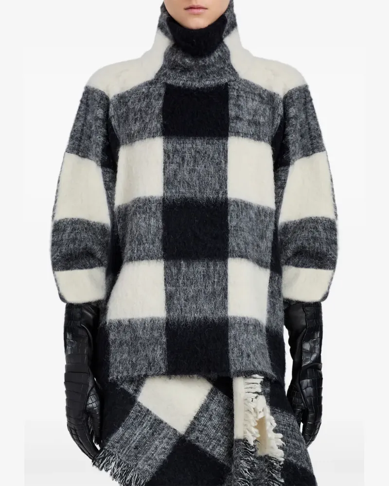 Proenza Schouler high-neck check wool top - Schwarz Schwarz