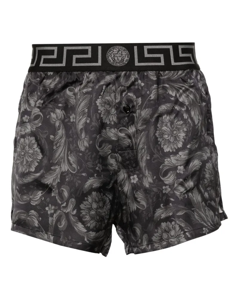 Versace Pyjama-Shorts mit "Barocco"-Print Schwarz