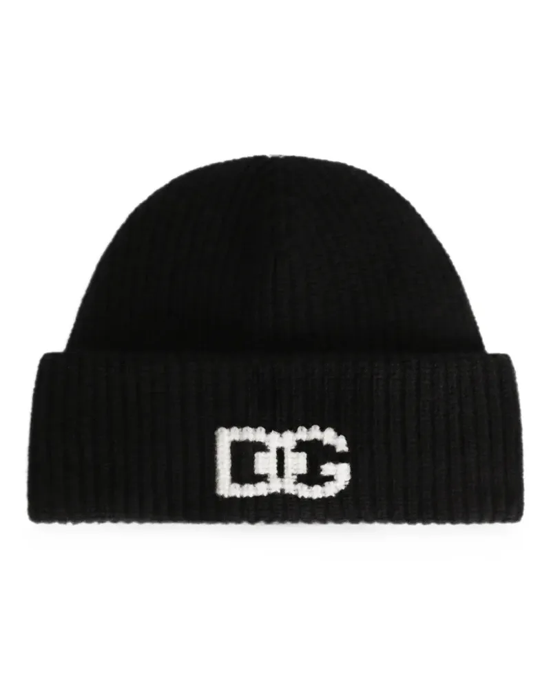 Dolce & Gabbana Rippstrick-Beanie - Schwarz Schwarz