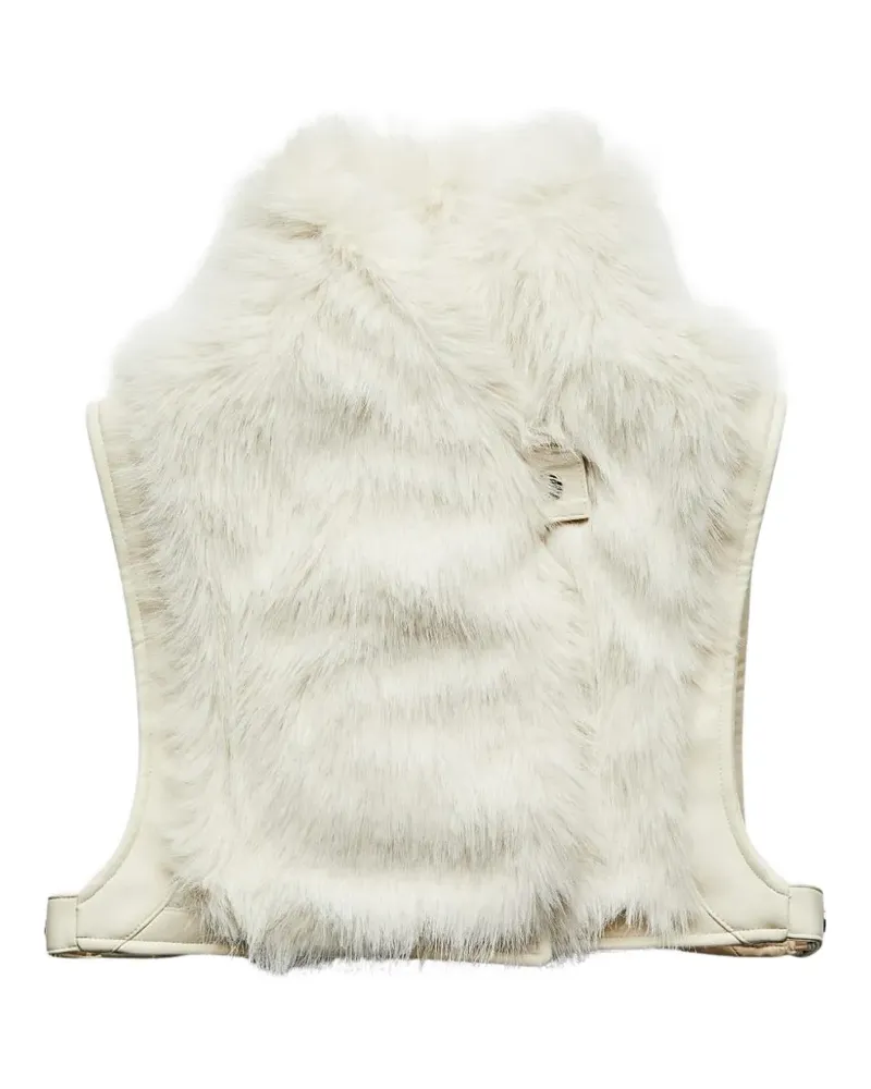 Patrizia Pepe faux-fur high-neck gilet - Nude Nude