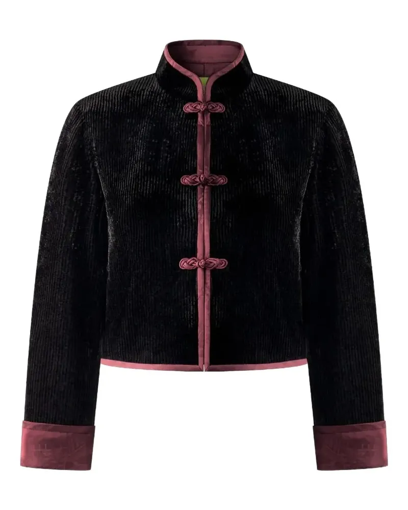 Shanghai Tang Samtjacke mit Knopfverschluss - Schwarz Schwarz