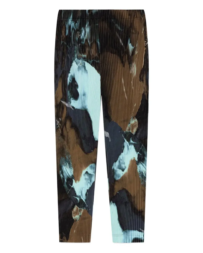 Issey Miyake Bundfaltenhose mit abstraktem Print - Braun Braun