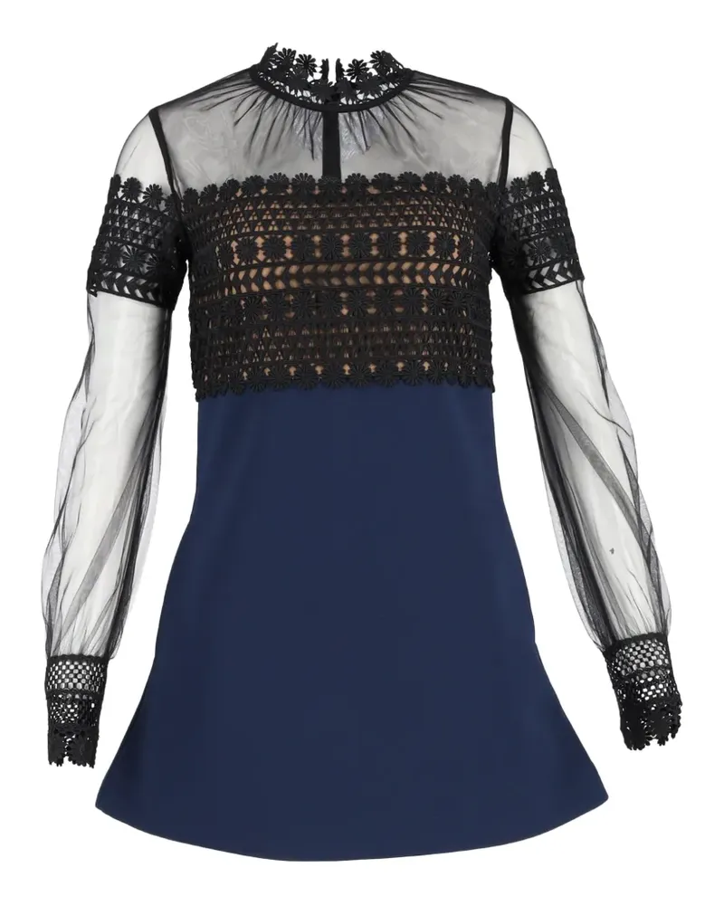 Self-Portrait lace long-sleeve mini dress - Blau Blau