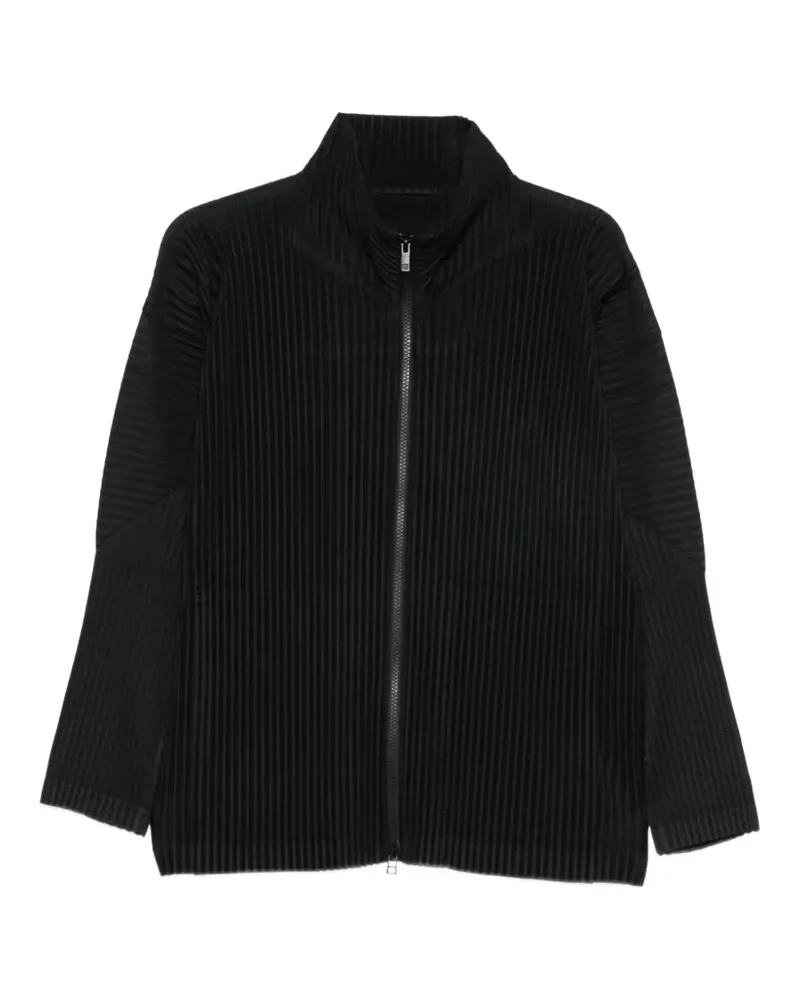 Issey Miyake pleated zip-up shirt - Schwarz Schwarz