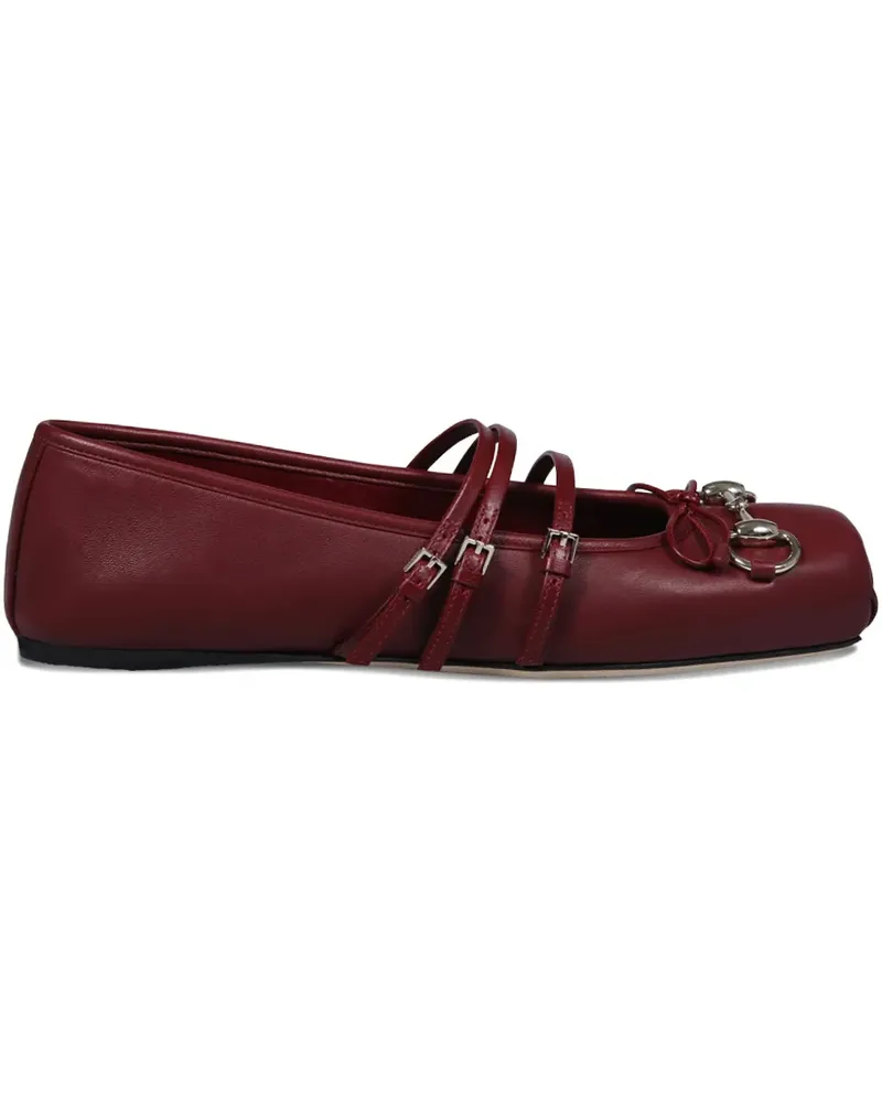 Gucci Horsebit bow-detail leather ballet flats - Rot Rot