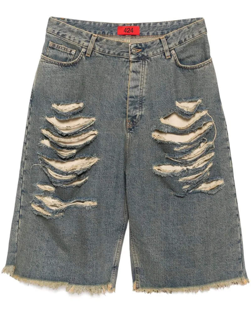 FourTwoFour on Fairfax Big Daddy Jeans-Shorts im Distressed-Look - Blau Blau