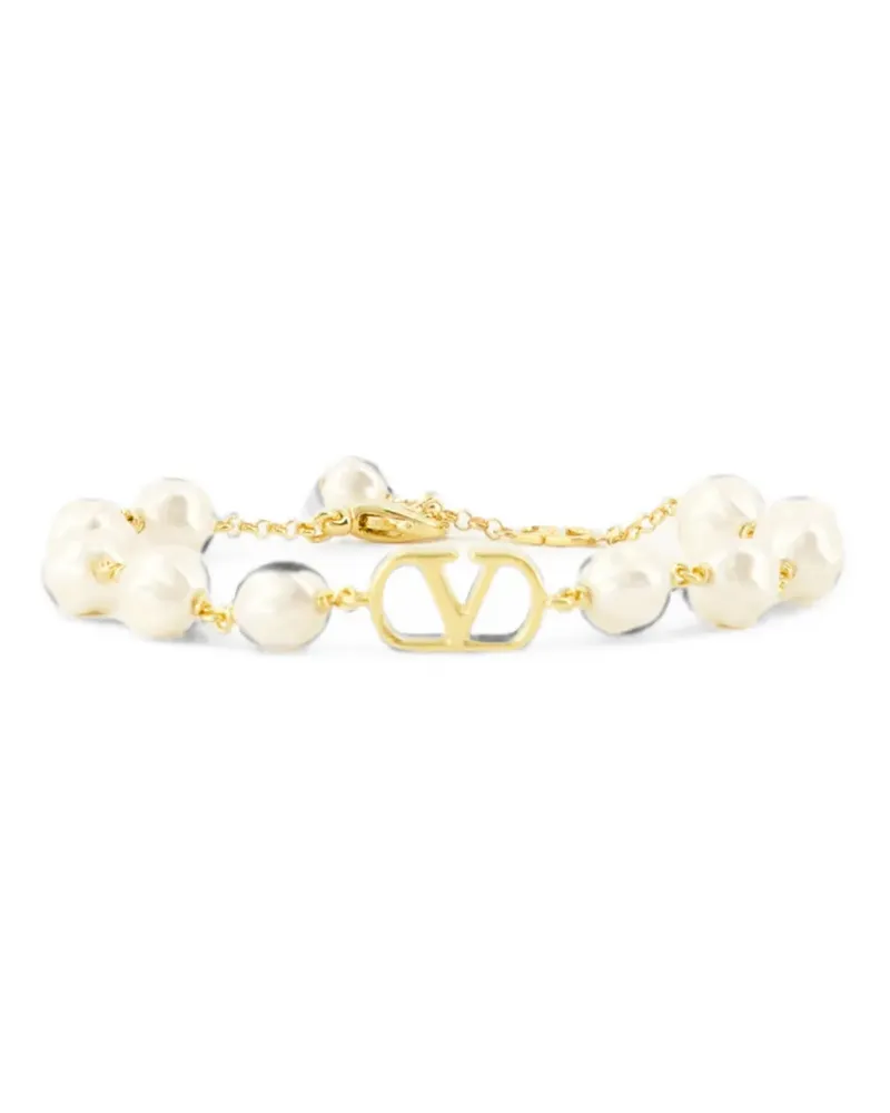 Valentino Garavani VLogo Signature pearl-embellished bracelets - Gold Gold