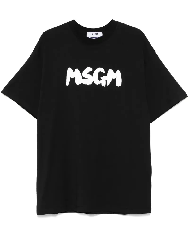 MSGM T-Shirt mit Logo-Print - Schwarz Schwarz