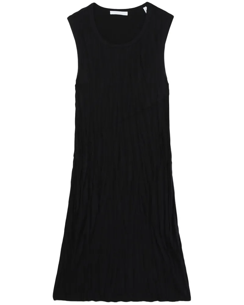 Helmut Lang Satin-Minikleid in Knitteroptik - Schwarz Schwarz