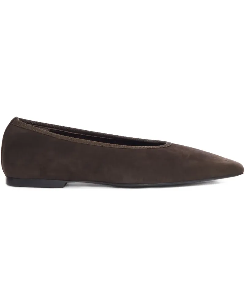 Totême Minimalist Ballerinas aus Wildleder mit spitzer Kappe - Braun Braun