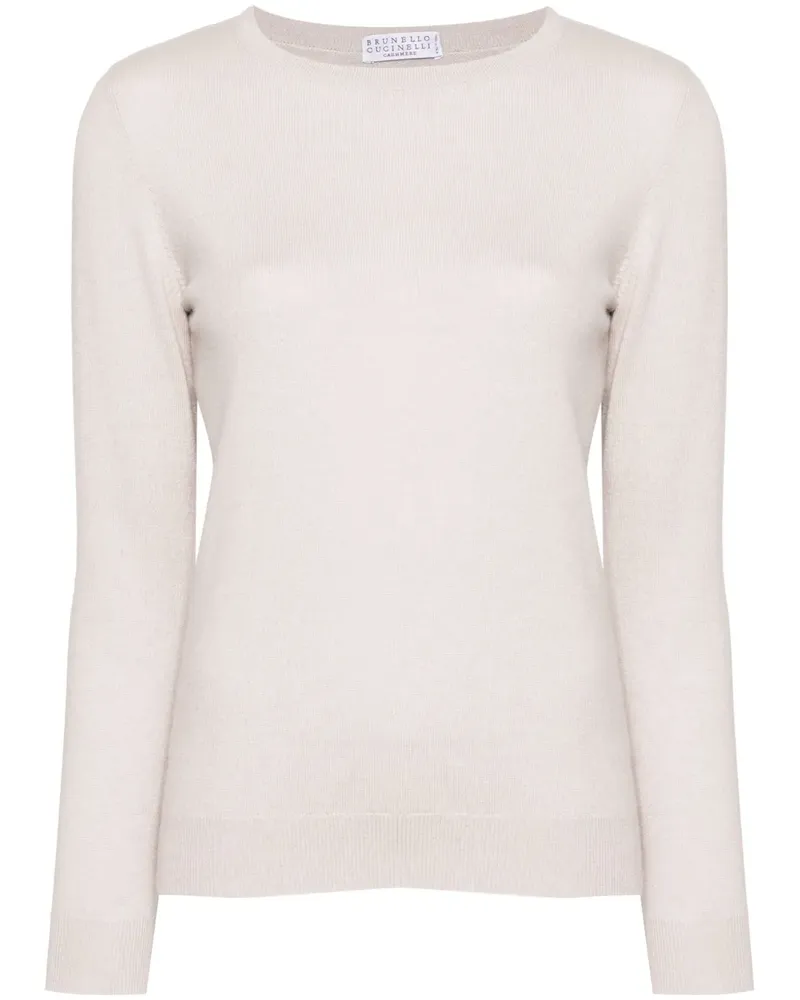 Brunello Cucinelli Kaschmirpullover mit rundem Ausschnitt - Nude Nude