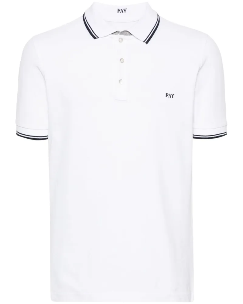 Fay Poloshirt mit Logo-Stickerei - Weiß Weiß