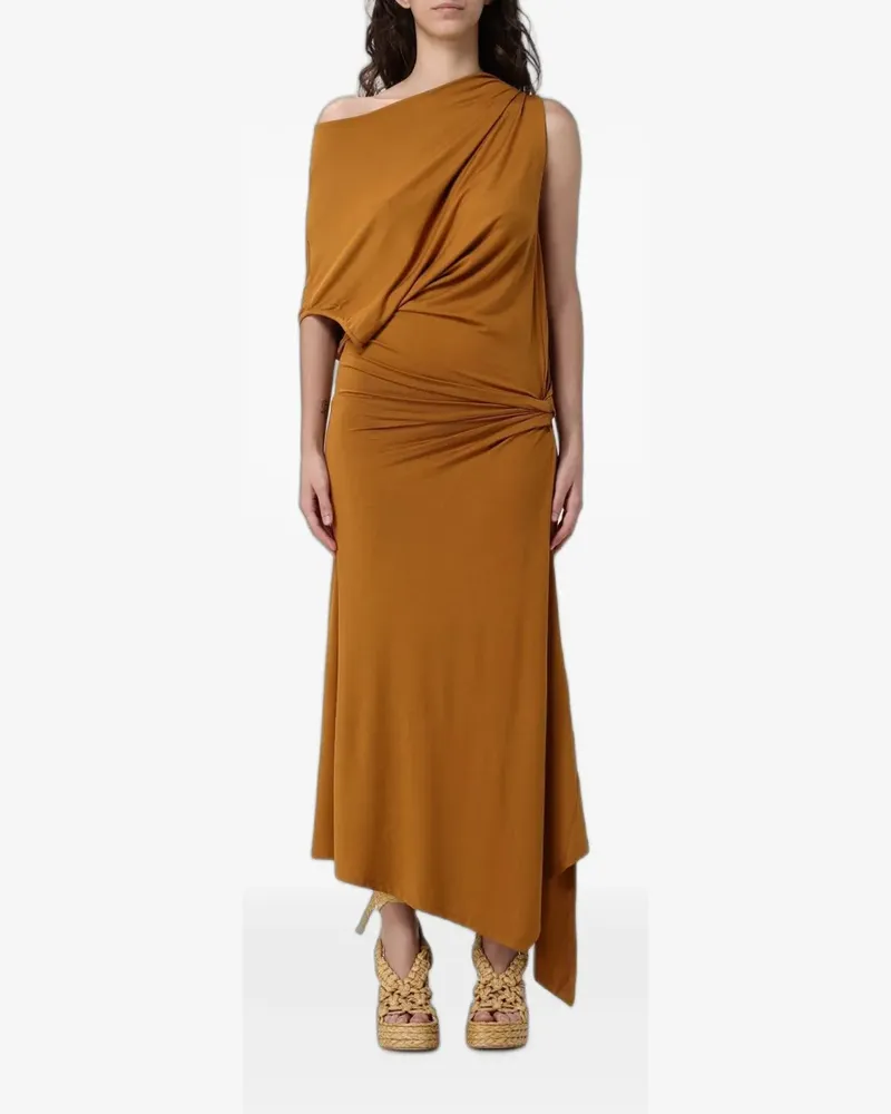 120% Lino draped asymmetric dress - Braun Braun