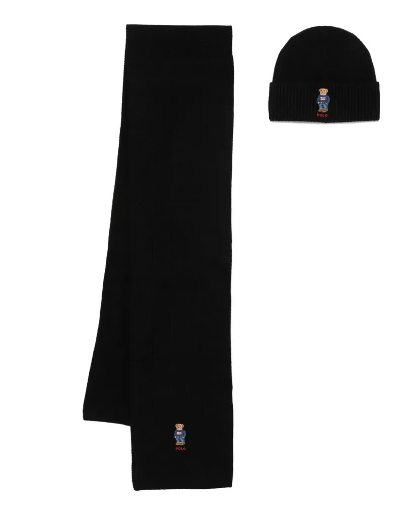 Ralph Lauren Schal-Set mit Polo Bear-Motiv - Schwarz Schwarz