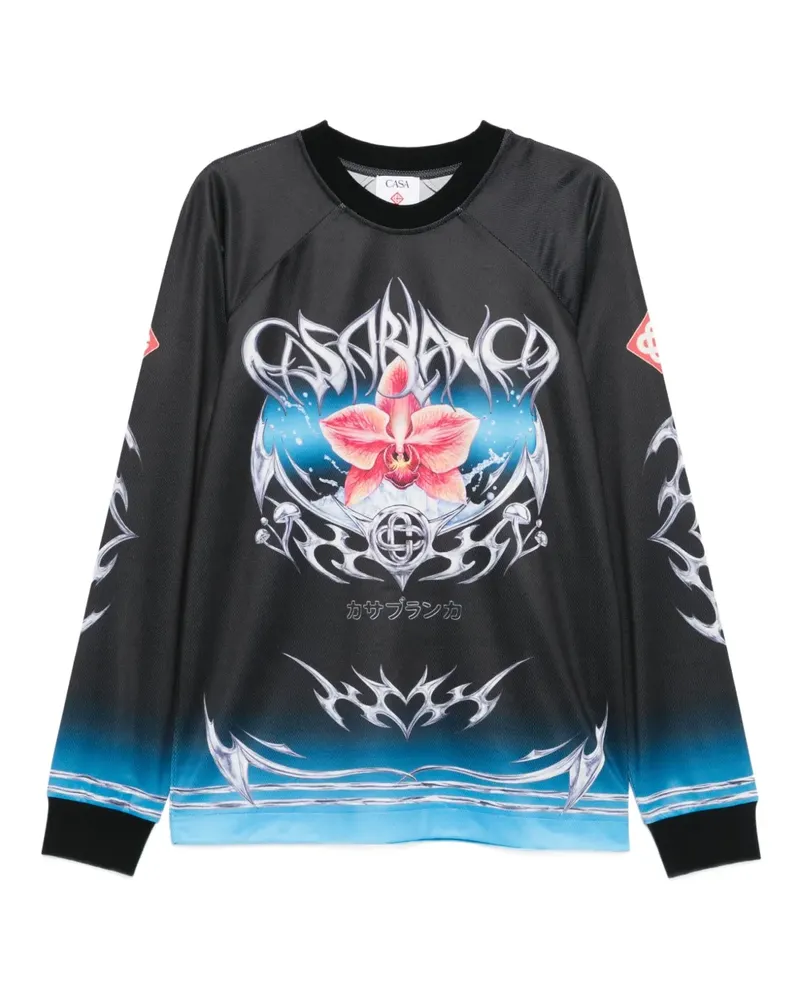 Casablanca Paris Fußballtrikot mit Orchideen-Print - Schwarz Schwarz