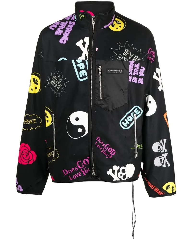 Mastermind Japan Bomberjacke mit grafischem Print - Schwarz Schwarz