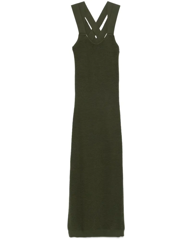 Patou Schurwoll-Midikleid mit überkreuzten Trägern - Grün Grün