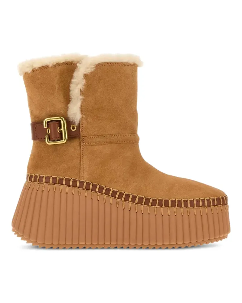 Chloé Stiefeletten mit Shearling-Besatz - Braun Braun