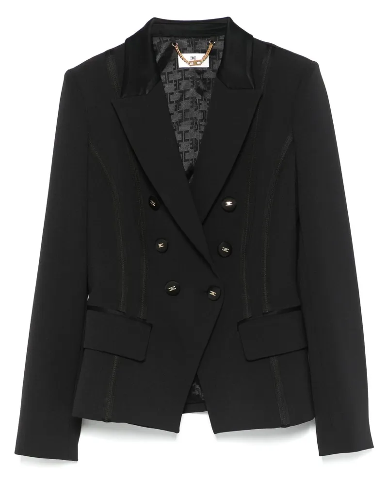 Elisabetta Franchi Krepp-Blazer mit Satindetail - Schwarz Schwarz