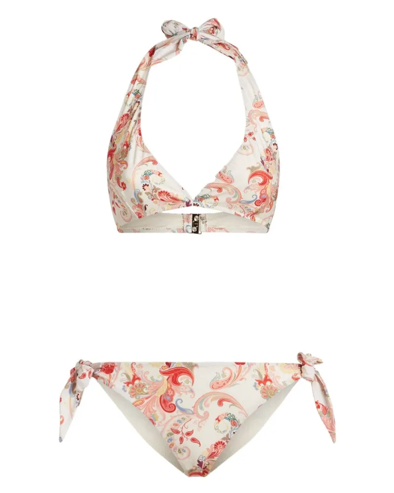 Etro Neckholder-Bikini mit Paisley-Print Weiß