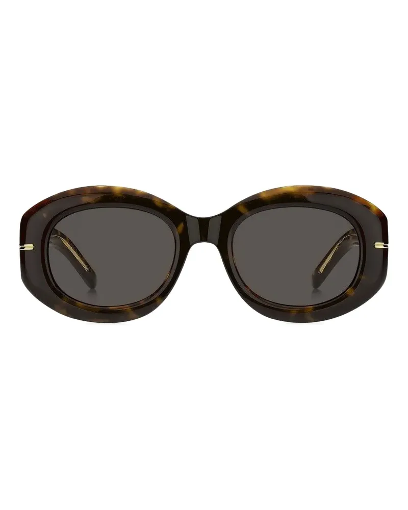 HUGO BOSS tortoiseshell oval-frame sunglasses - Braun Braun