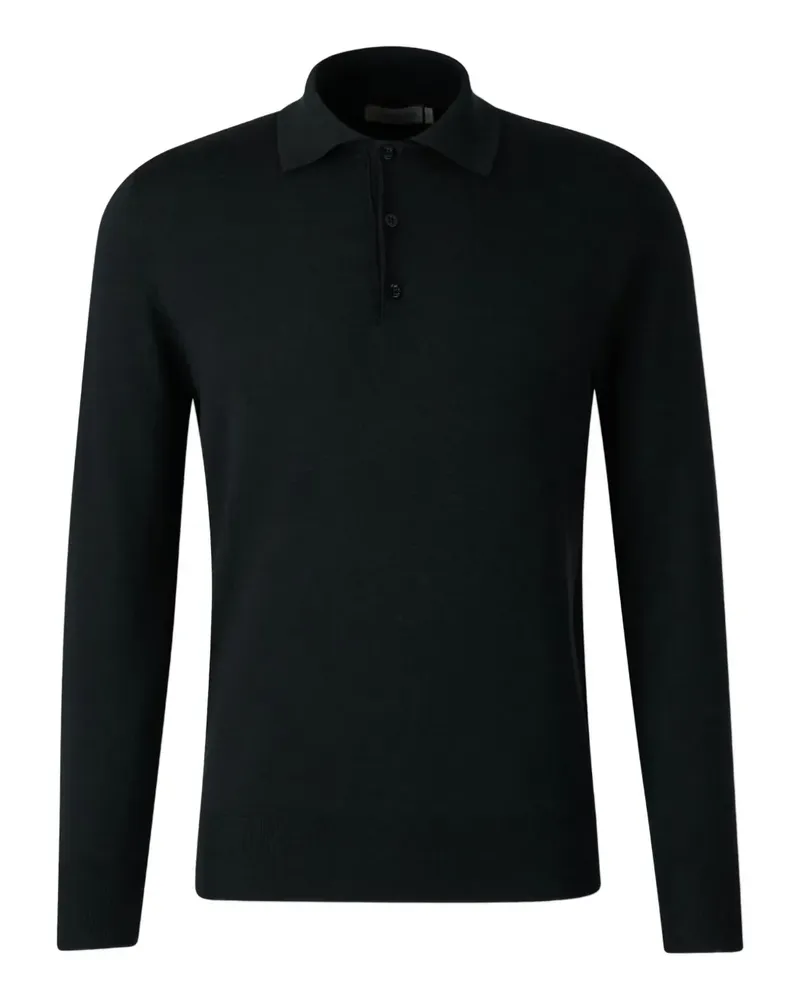Canali Langärmeliger Pullover mit Polokragen - Schwarz Schwarz