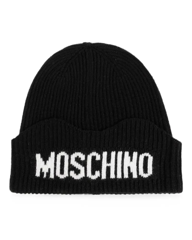 Moschino Beanie mit Logo - Schwarz Schwarz