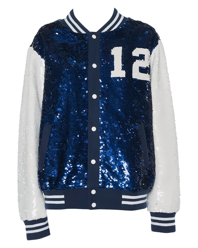 ASHISH Pre-owned Pailletten-Bomberjacke mit gerippten Details - Blau Blau