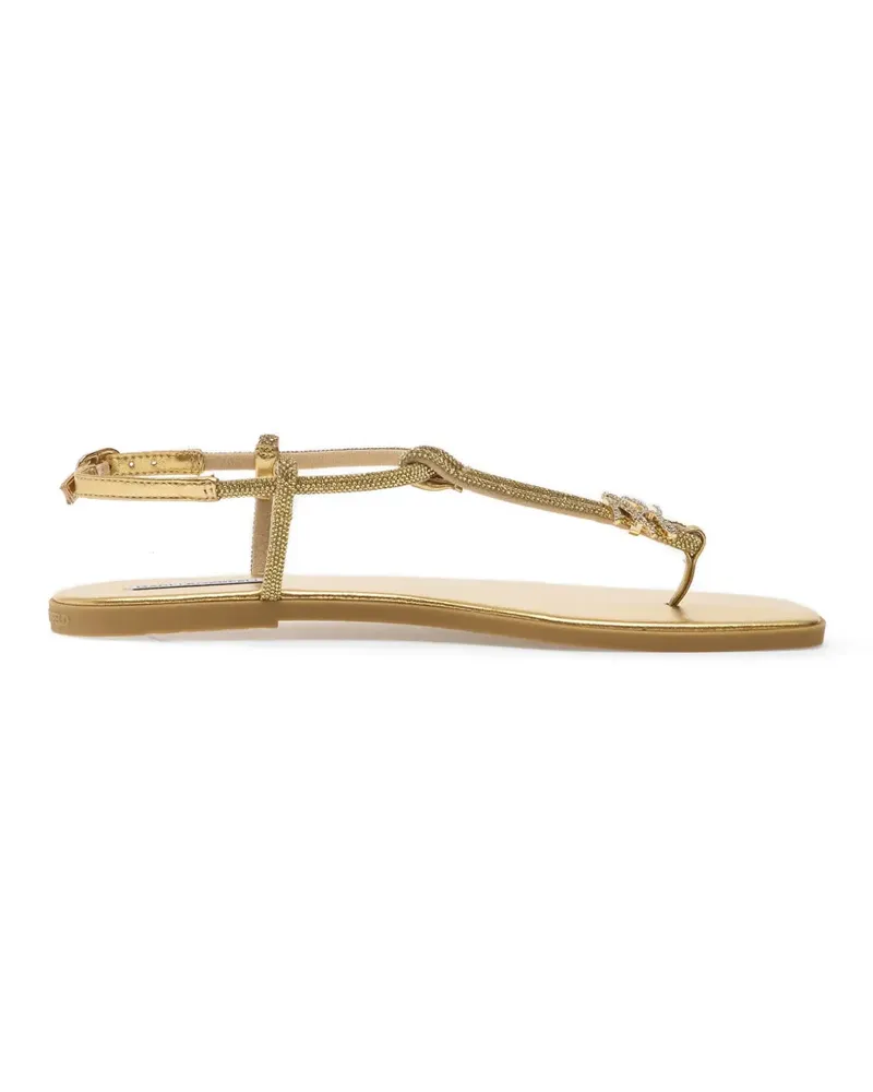 Karl Lagerfeld crystal-embellished logo-plaque sandals - Gold Gold