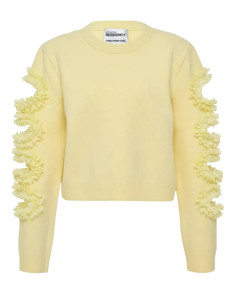 Self-Portrait Pullover mit Rüschendetail - Gelb Gelb