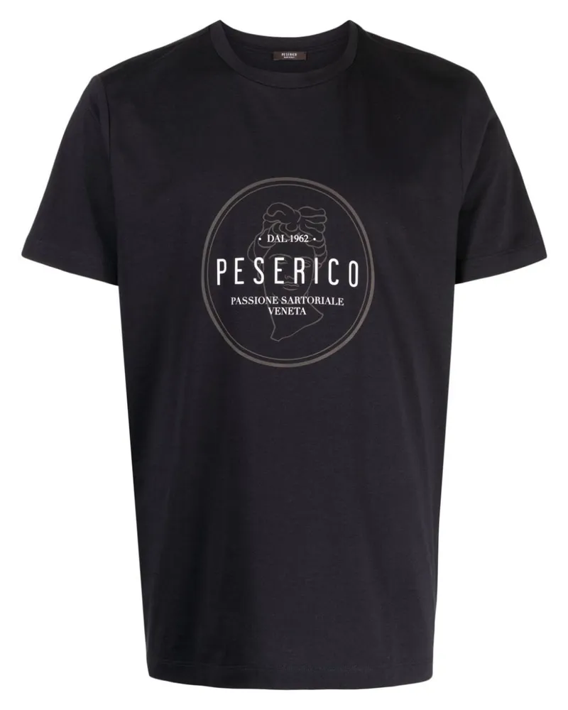 Peserico T-Shirt mit Logo-Print Blau