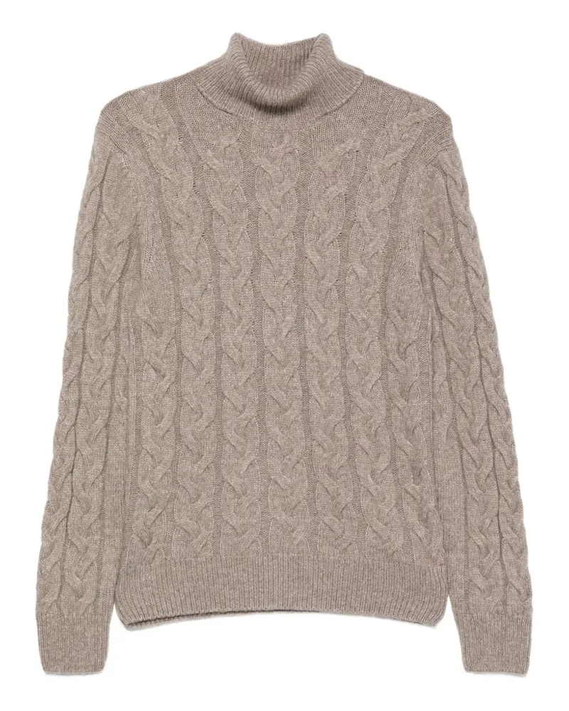 BARBA cable-knit turtleneck sweater - Nude Nude