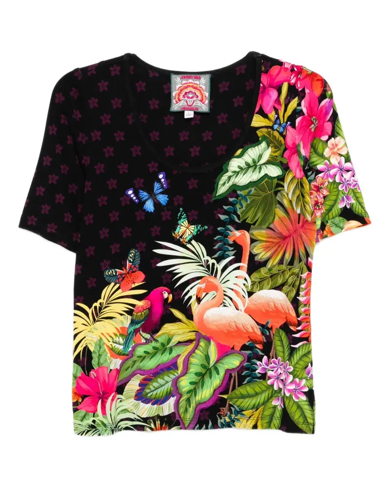 Johnny Was Schmales Janie Favorite T-Shirt mit U-Ausschnitt - Schwarz Schwarz