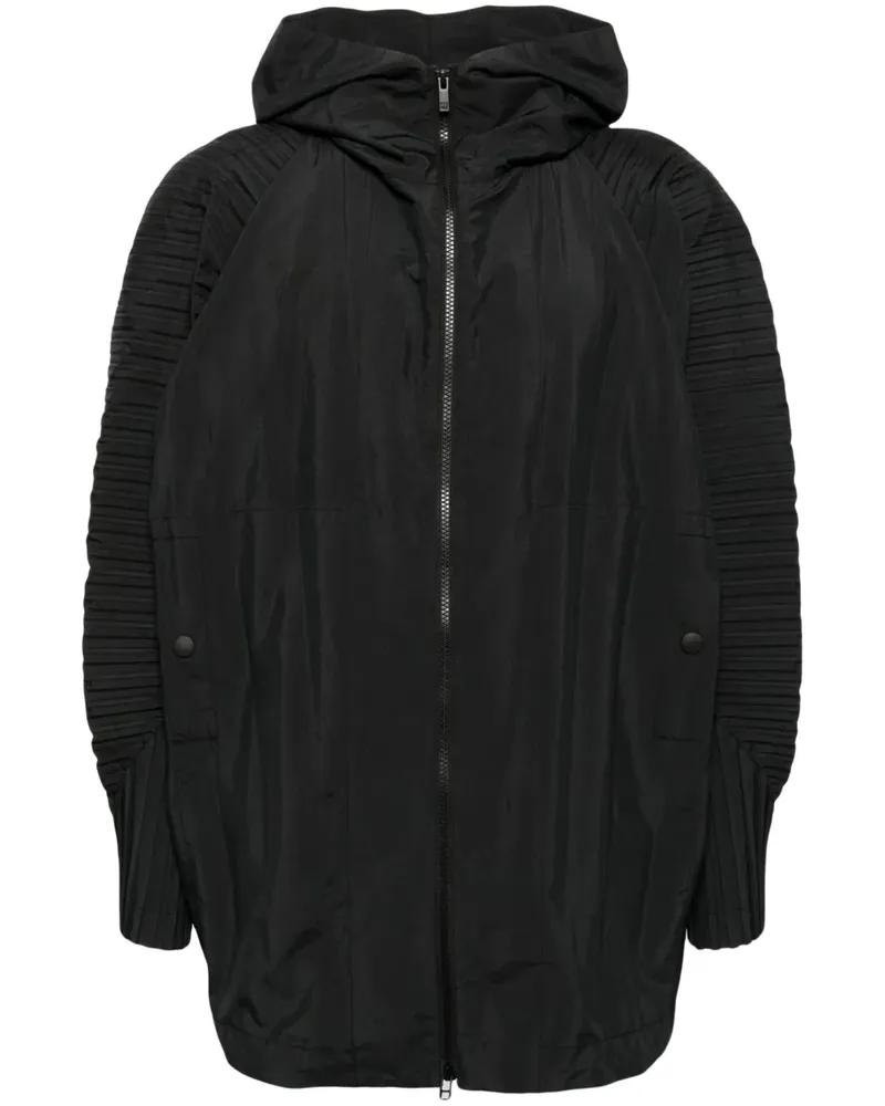 Issey Miyake Plissierte Cascade Kapuzenjacke - Schwarz Schwarz