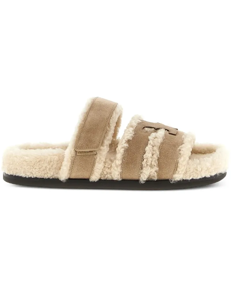 Tory Burch Ines Pantoletten aus Shearling - Nude Nude