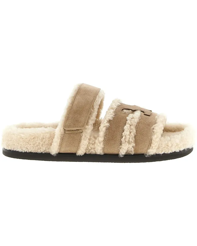 Tory Burch Ines Pantoletten aus Shearling - Nude Nude