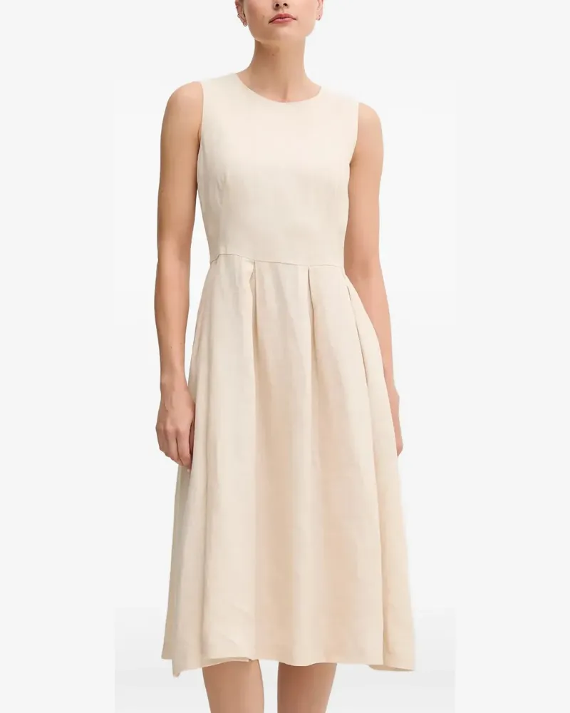 Oui  Midikleid aus Leinen - Nude Nude
