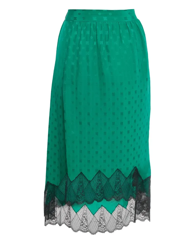 Zadig & Voltaire patterned lace-hem midi skirt - Grün Grün