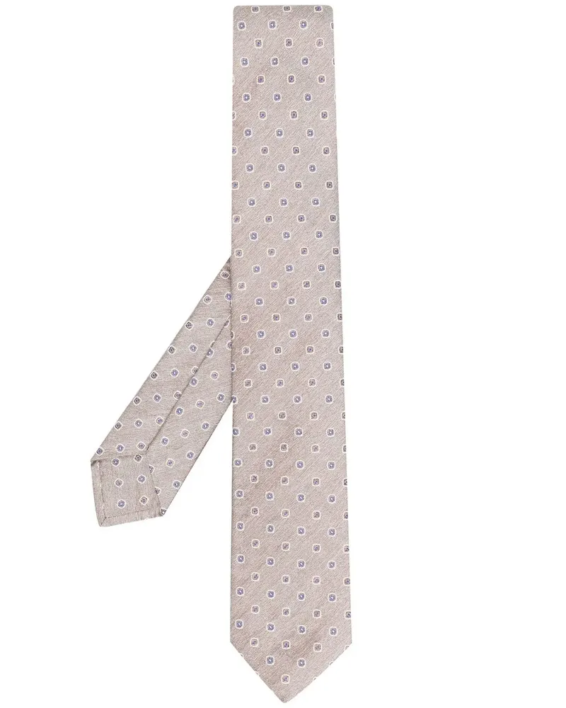 BARBA Krawatte mit abstraktem Print - Nude Nude
