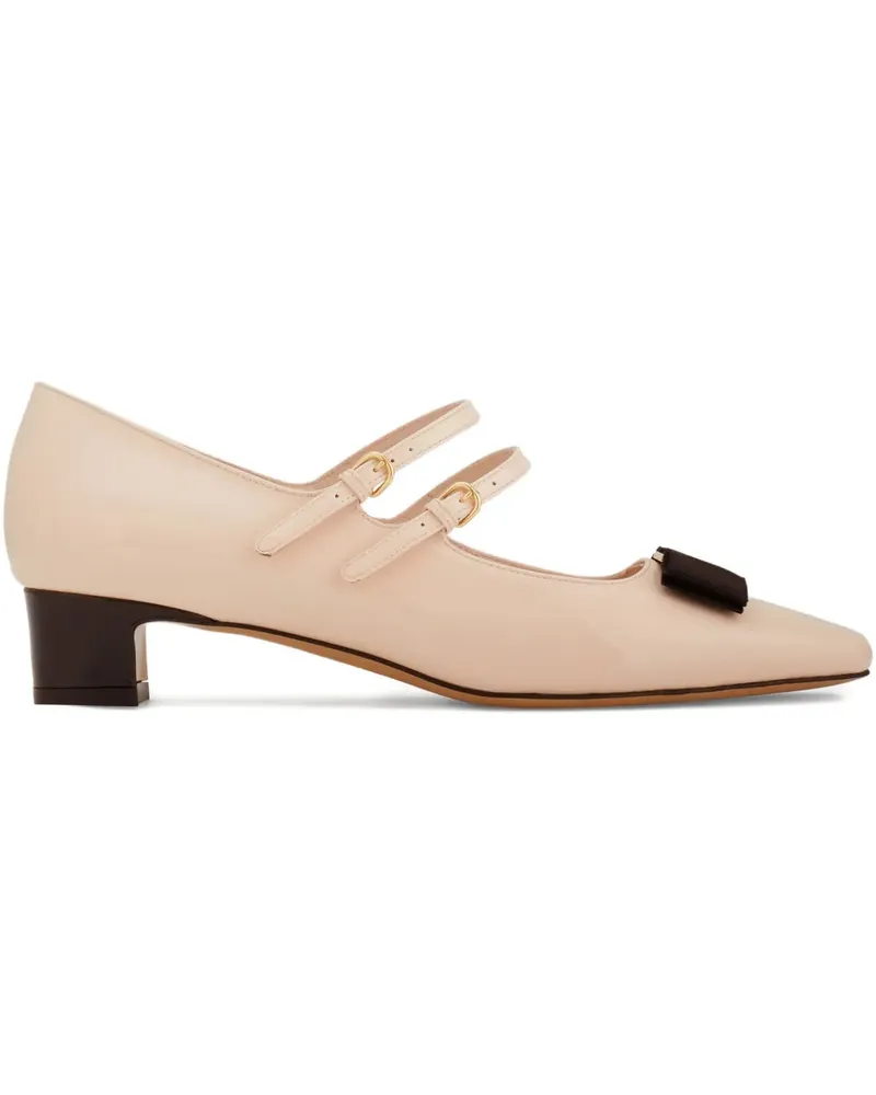 Ferragamo Vara Bow Pumps mit Blockabsatz - Nude Nude