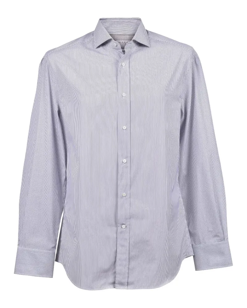 Brunello Cucinelli vertical-stripe long-sleeve shirt - Blau Blau