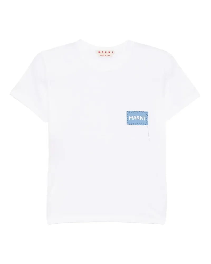 Marni T-Shirt mit Logo-Patch - Weiß Weiß