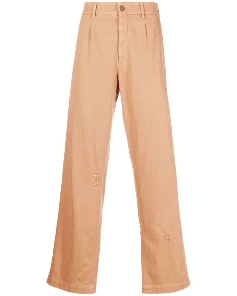 Palm Angels Gerade Hose im Distressed-Look Nude