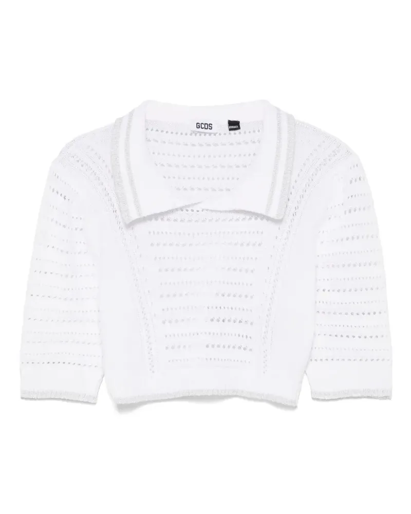 GCDS Cropped-Poloshirt - Weiß Weiß