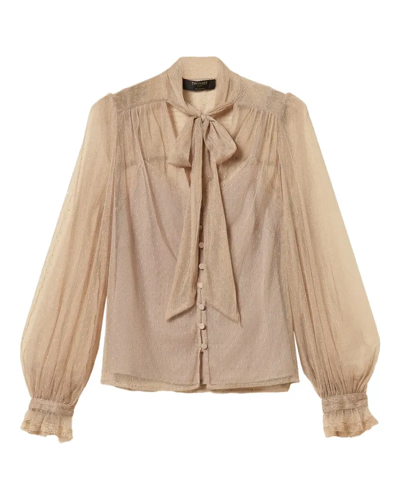 Twin-Set tulle shirt with lurex - Nude Nude