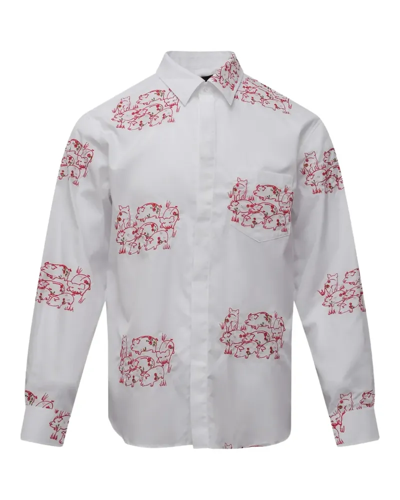 Simone Rocha embroidered long-sleeve shirt - Weiß Weiß